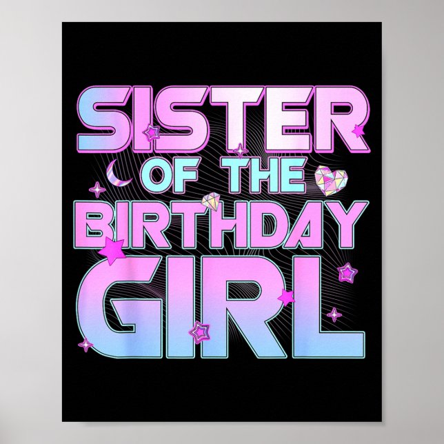 Poster Sister Of The Birthday Girl Kp Family Matching Par (Frente)