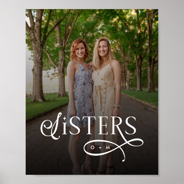 Poster Sisters Photo Personalized Monogram (Frente)