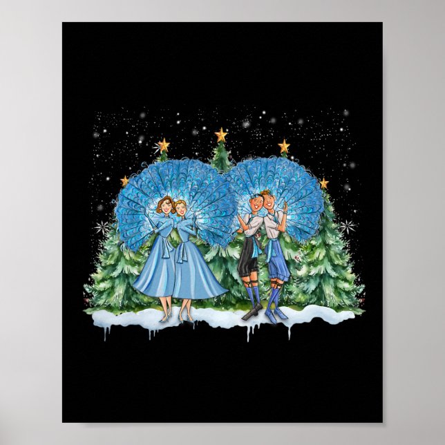 Poster Sisters White Christmas Movie 1954 Xmas Snow Pajam (Frente)