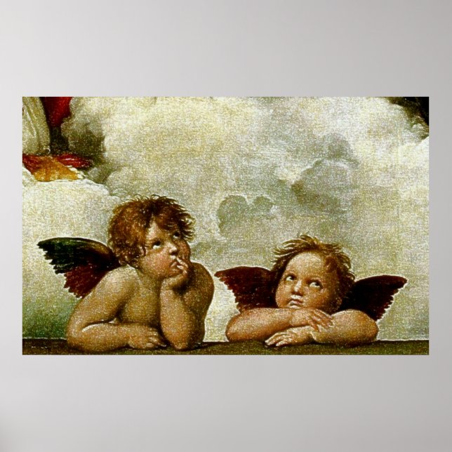 Poster "Sistine Madonna" (cerca de 1513) de Rafael (Detal (Frente)