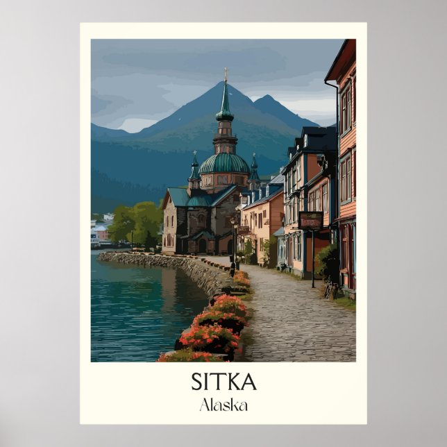 Poster Sitka Alaska Historic Waterfront Town (Frente)