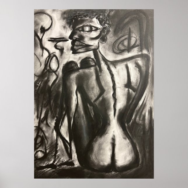 Poster sitting charcoal artwork (Frente)