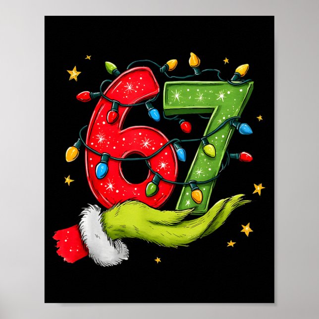Poster Six Seven 67 Christmas Lights Hand Signs Elf Light (Frente)