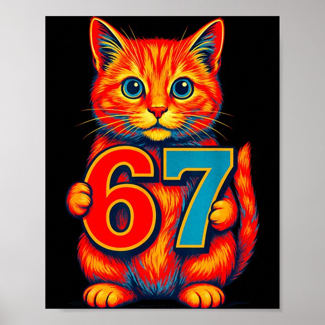 Poster Six Seven 67 Meme 6 7 Cat Youth Boy Girl  (Frente)