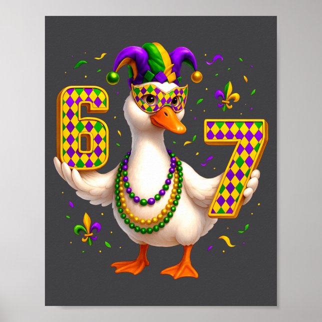 Poster Six Seven 67 Meme Goose With Jester Hat &amp; Bead (Frente)