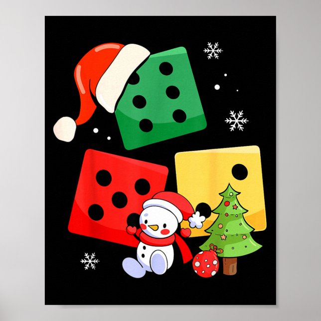 Poster Six Seven Christmas Three Dice Santa Hat 67 Meme  (Frente)