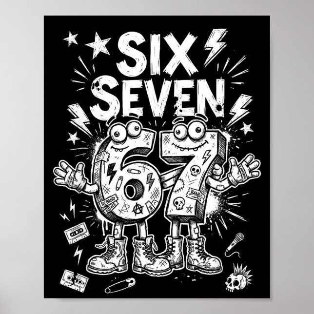 Poster Six Seven Gen Alpha Brain Rot Meme Funny Viral Tre (Frente)