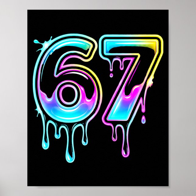Poster Six Seven Ice Cream Drip Cool Meme 67 Funny 6 7 Bo (Frente)