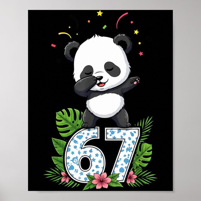 Poster Six Seven Meme Dabbing Baby Panda 67 Funny Gen Z A (Frente)