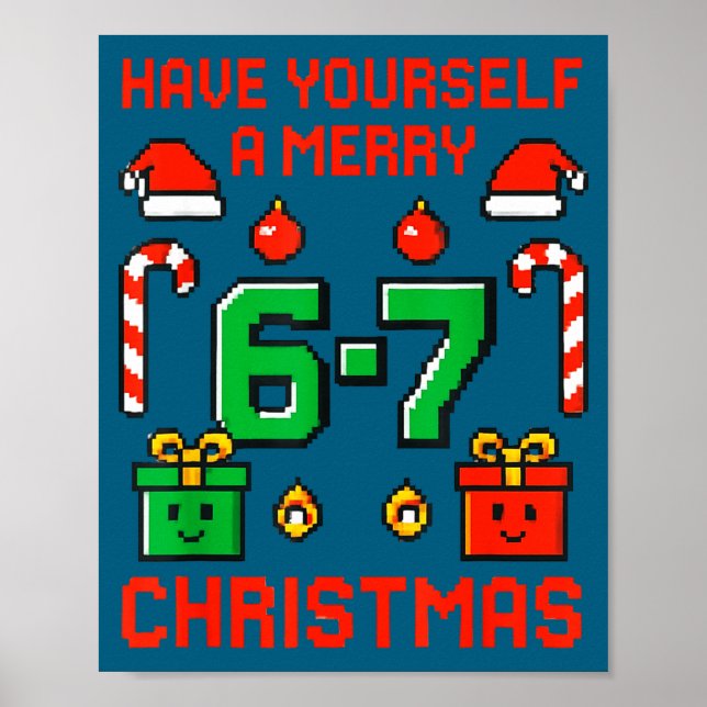 Poster Six Seven Meme Funny Merry 67 Christmas Xmas Pajam (Frente)