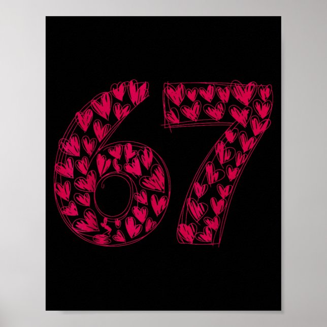 Poster Six Seven Viral Sketch Heart 67 Cute Valentine Sch (Frente)