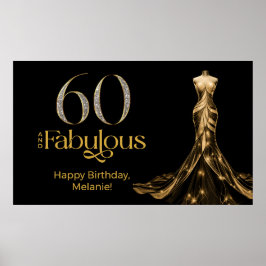 Poster Sixty and Fabulous Gold Dress Black 60th Birthday