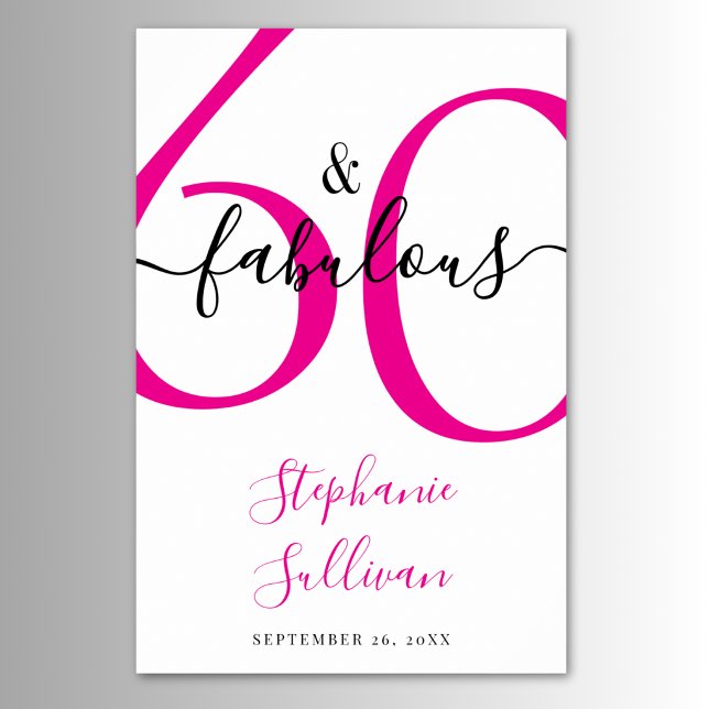 Poster Sixty and Fabulous Pink 60th Birthday Party  (Criador carregado)