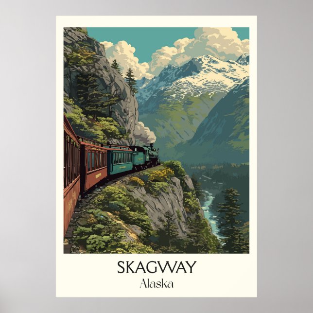 Poster Skagway Alaska White Pass Railway (Frente)
