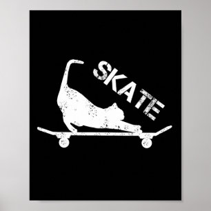 Poster Skate antigo skatista gato skate