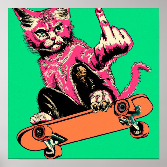 Poster Skate Cat 01 - Sacudir! (Frente)