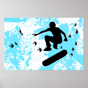 Poster skate com pássaros