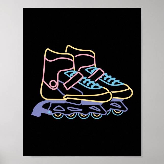 Poster Skate em linha neon-line retroativo 80s 90s (Frente)