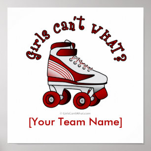 Pôster Skate Roller Derby - Vermelho