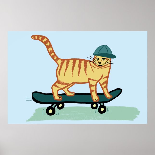 Poster Skate Tabby Cat (Frente)