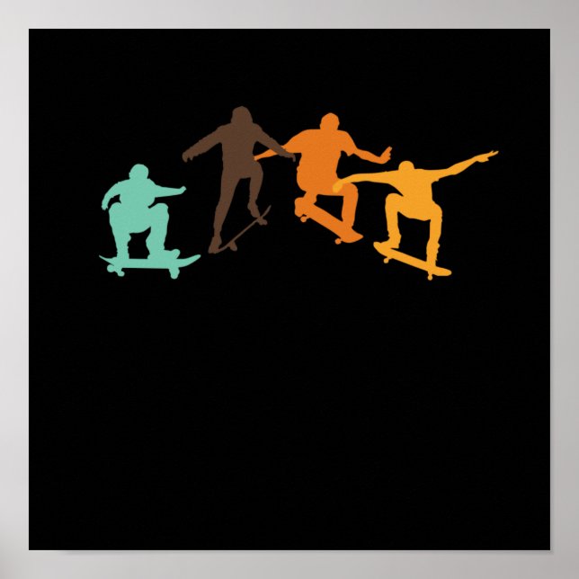 Poster Skateboard Retro Skateboarder Skateboard Skateboar (Frente)