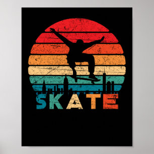 Poster Skateboard Retro Vintage Skateboard Sunset