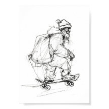 Skateboard Santa Claus com Presentes