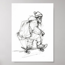 Poster Skateboard Santa Claus com Presentes
