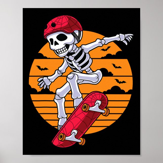 Poster Skateboard Skeleton Funny Skater (Frente)