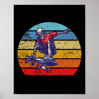 Poster Skateboard Skeleton Skater Retro Vintage Skating 