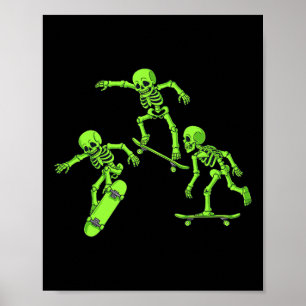 Poster Skateboard Skeletons Halloween Skater Boys Criança