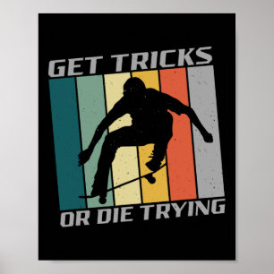 Poster Skateboard Vintage Anos 80 90 Retro Faça Truques O