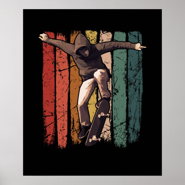 Poster Skateboard - Vintage Retro Skateboarder (Frente)