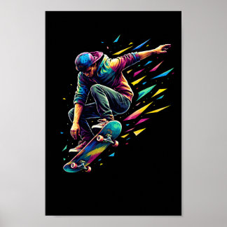 Poster Skateboarder Colorido Arte Urbana Pop Skateboard