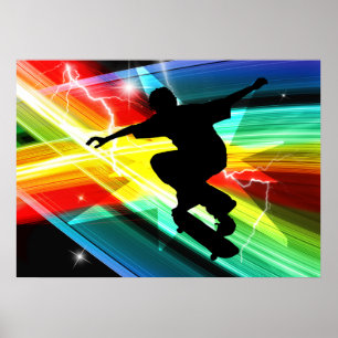 Pôster Skateboarder em Criss Cross Lightning