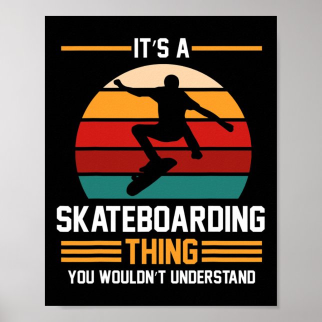 Poster Skateboarder fazendo skate retro (Frente)