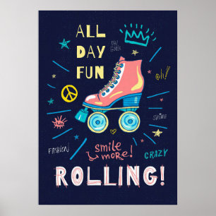 Poster Skateboarder Skateboard All Day Fun