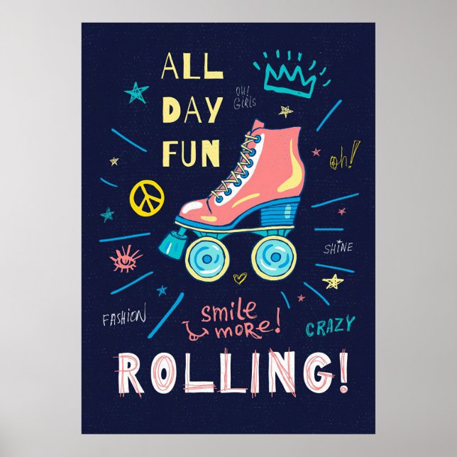 Poster Skateboarder Skateboard All Day Fun (Frente)