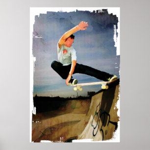 Pôster Skateboarding a parede
