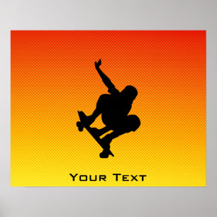 Pôster Skateboarding amarelo alaranjado