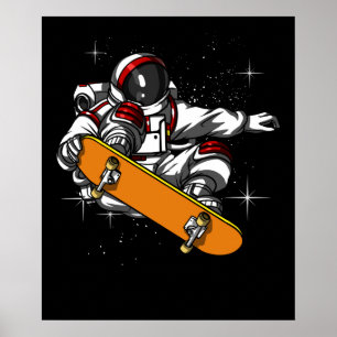 Poster Skateboarding do patinador do astronauta do espaç