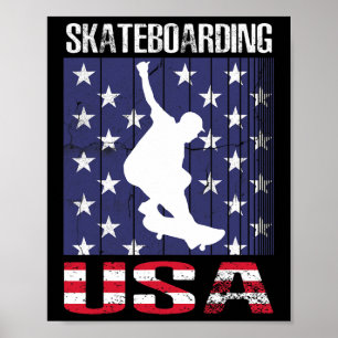 Poster Skateboarding EUA Jogos De Skate Verão Para Homens