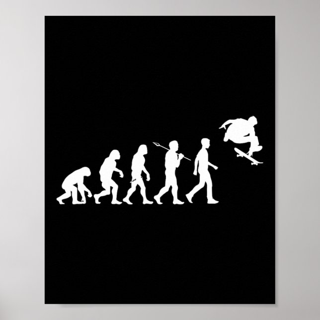 Poster Skateboarding Humanity Evolved To Jump High Fun Sk (Frente)