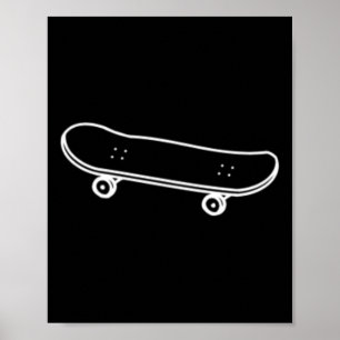 Poster Skateboarding - Pequeno Skate Cute Simples Desenho