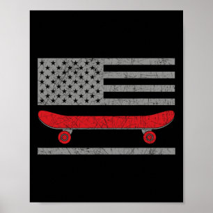 Poster Skateboarding Skateboard Bandeira Americana Skateb