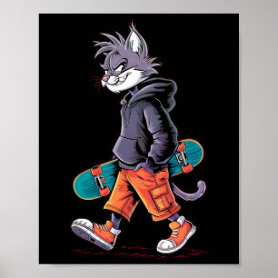 Poster Skatepark Legal Skater Cat Rizzler Skateboard
