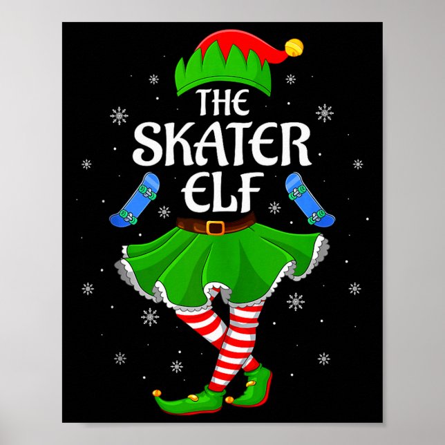 Poster Skater Elf Christmas Family Girls Women Elf Squad  (Frente)