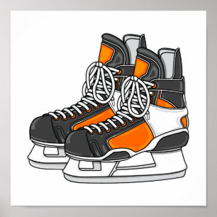 Poster Skates alaranjados do hóquei