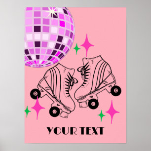 Poster Skates Rolantes Derby Skating Pink Disco Ball
