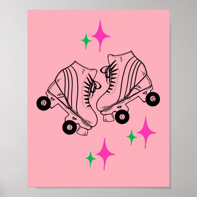 Poster Skates Roller Derby Skating Pink (Frente)